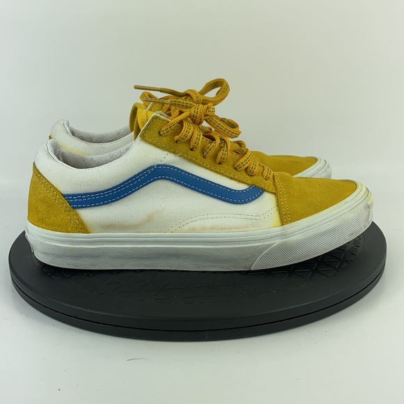 Vans Old Skool Yellow/Blue/White Suede Skate Shoes Women's Size 8 - Picture 4 of 12